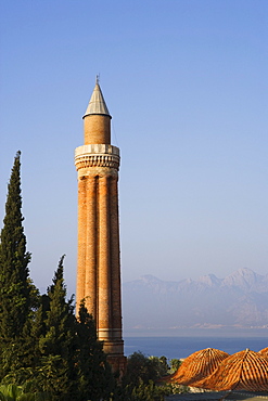 Yivli minaret at the Old Town in the sunlight, Antalya, Turkey, Europe