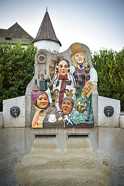 Fountain in front of Upper Castle in Immendingen, Tuttlingen district, Baden-Württemberg, Danube, Germany