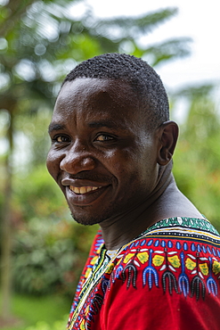 Smiling receptionist at the Kivu Paradis Hotel Resort on the banks of Lake Kivu, Nyamyumba, Western Province, Rwanda, Africa