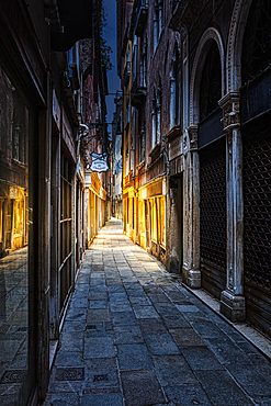 Calle Barcaroli in the morning in Venice, Veneto, Italy