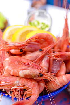 Fresh shellfish as a meal in the Ravnkloa fish hall, Trondheim, Norway