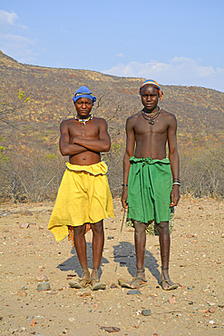 Angola; in the western part of the province of Cunene; two young Mucohona men; Cattle herders; small ethnic group in the southwest of Angola