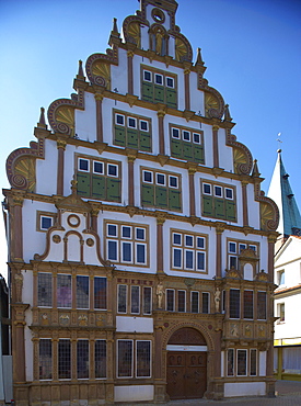 Old house (Hexenbuergermeisterhaus) in the Breite Strasse in the town of Lemgo, Strasse der Weserrenaissance, Lippe, Nort Rrhine-Westphalia, Germany, Europe
