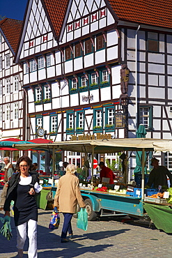 Markt (market place) at Soest with hotel, restaurant Im wilden Mann, Teutoburger Wald, North Rhine-Westphalia, Germany, Europe