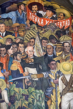 Diego Rivera's cycle of murals Mexico en la historia in the national palace of Mexico City, here a detail of El campesino oprimido (1935), Mexico D.F., Mexico