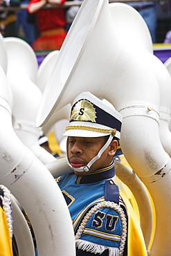 Brass band at the Carnival Parade on Mardi Gras, French Quarter, New Orleans, Louisiana, USA