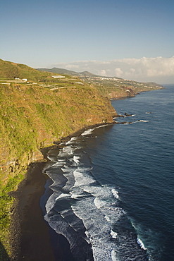 Steep coast and beach, Playa Nogales, Puntallana, UNESCO Biosphere Reserve, Atlantic ocean, sea, La Palma, Canary Islands, Spain, Europe