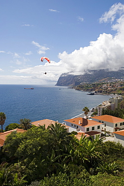 Coastline and Paraglider, Funchal, Madeira, Portugal