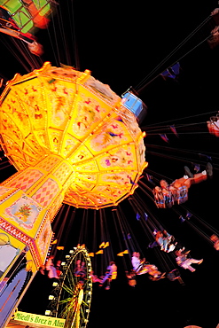 Illuminated chairoplane, autumn festival, Rosenheim, Upper Bavaria, Bavaria, Germany