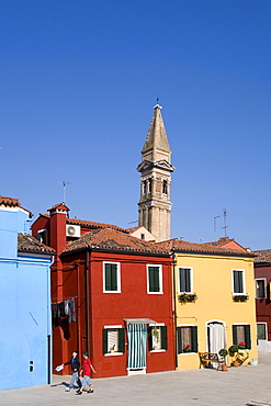 Colourful painted houses, Burano, Venice, Laguna, Veneto, Italy