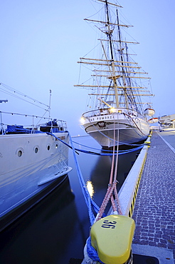 Museumship Dar Pormorza in Gdynia in the evening, Poland, Europe