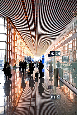 People at the waiting hall of the International Airport Beijing, largest building in the world, Peking, China, Asia