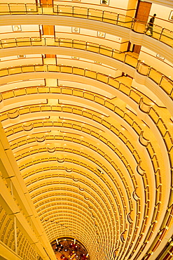 High angle view at the lobby of the Grand Hyatt hotel inside the Jinmao Tower, Shanghai, China, Asia