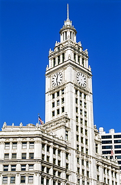 Top of Wrigley Building in Downtown, Chicago, Illinois, USA