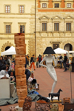 People at a flea market at Montepulciano, Tuscany, Italy, Europe