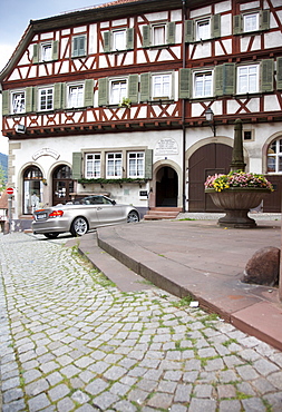 Convertible near House Beck, Gernsbach, Black Forest, Baden-Wuerttemberg, Germany