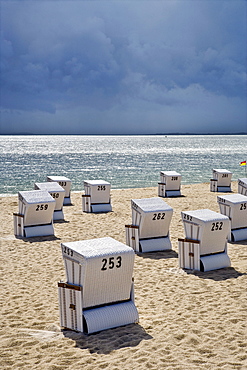 Beach Chairs and Clouds, Hoernum, Sylt Island, North Frisian Islands, Schleswig-Holstein, Germany