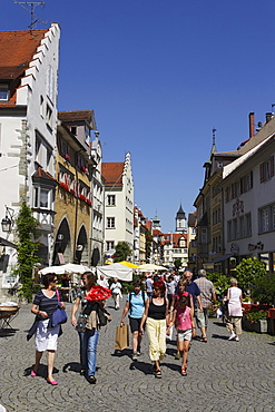 Women strolling along Maximilian street, Lindau, Bavaria, Germany