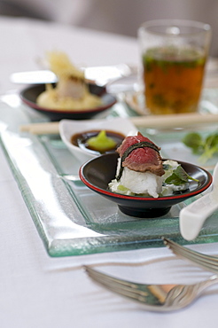 Asiatic appetizers, Restaurant Villino, Lindau, Lake Constance, Germany