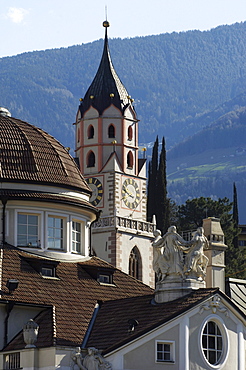 Parish church of St. Nicolas and Kurhaus, Meran, Burggrafenamt, South Tyrol, Italy