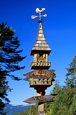 Hand carved birdhouse, Dolomite Alps, South Tyrol, Italy