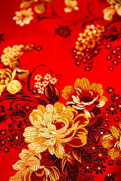 Floral design embroidered taiwanese silk, Taiwan, Asia