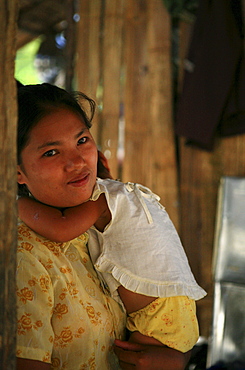 Sea gypsies, Moken mother and child, Mergui Archipelago, Andaman Sea, Myanmar, Burma, Asia