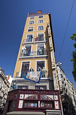 Wall Painting Fresque des Lyonnais Celebres, Freco of Celebrities of Lyon, Rhone Alps, France