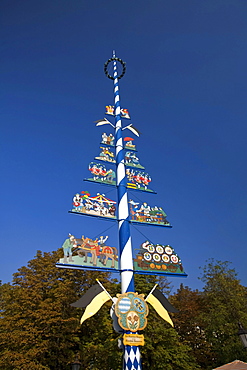 Maypole on the Viktualienmarkt in Munich, Germany