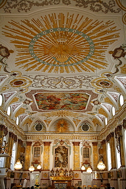 Buergersaalkirche, baroque, rich ornaments at the ceiling, Munic, Bavaria, Germany