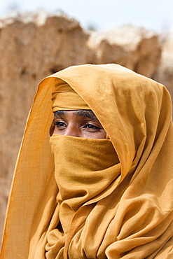 Tuareg in the ruins of Old Germa, Libya, Sahara, North Africa