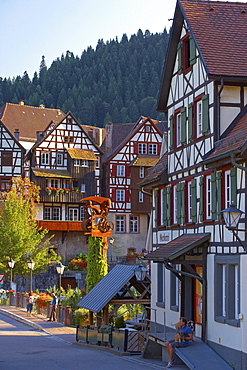 Half-timbered houses in the town of Schiltach, Valley Kinzigtal, Southern Part of Black Forest, Black Forest, Baden-Wuerttemberg, Germany, Europe