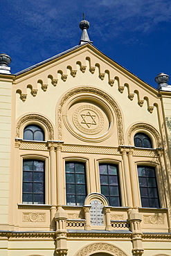 The Nozyk Synagogue under blue sky, Warsaw, Poland, Europe