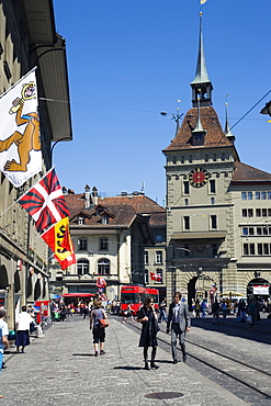 Prison Tower and square, Kaefigturm, Baerenplatz, Old City of Berne, Berne, Switzerland