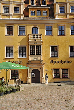 Pharmacy Marktapotheke at market place, Meissen, Saxony, Germany, Europe