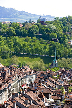 View of Gerechtigkeitsgasse from above, Old Town of Berne, Berne, Switzerland