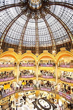 Interior view of department store Galeries Lafayette, one of the oldest department stores in France, Paris, France, Europe