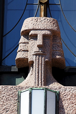 Art Nouveau details of Helsinki central railway station facade, Helsinki, Finland