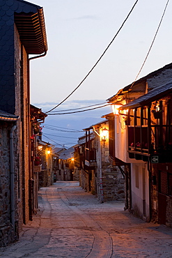 Acebo in the evening light, near Ponferrada, Camino Frances, Way of St. James, Camino de Santiago, pilgrims way, UNESCO World Heritage, European Cultural Route, province of Leon, Old Castile, Castile-Leon, Castilla y Leon, Northern Spain, Spain, Europe