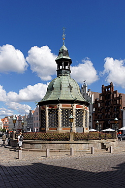 Water Art, Market, hanseatic cown Wismar, Mecklenburg-Western Pomerania, Germany