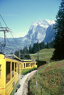 Train to the Jungfraujoch over Grindelwald, Bernese Oberland, Switzerland