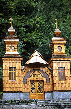 The Russian Chapel on the road to Vrsic Pass, Slovenia