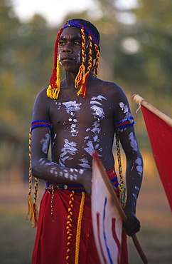 Aboriginal man painted in traditional ways at the Garma Festival in Arnhem Land