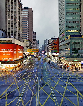 Mongkok Road in the evening, Mongkok, Kowloon, Hong Kong, China