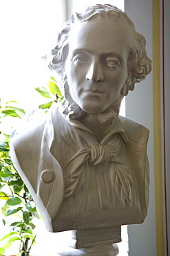 Bust of Felix Mendelssohn Bartholdy in the Mendelssohn House in Goldschmidtstrasse, Leipzig, Saxony, Germany, Europe