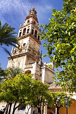 Bell tower of the Mezquita, Cathedral and former Great Mosque of CÃ›rdoba, Cordoba, Spain