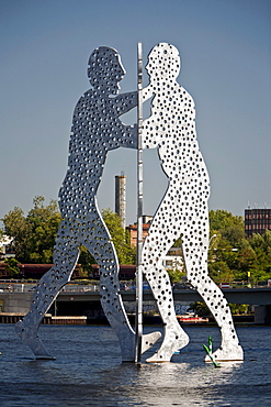 Molecule Man sculpture on the Spree River, designed by American artist Jonathan Borofsky, Berlin, Germany