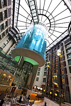 AquaDom, the largest cylindrical aquarium in the lobby of the Radisson SAS Hotel in Mitte, Berlin, Germany