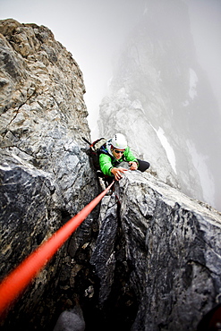 Mountaineer at Hintergrat, Ortler, Trentino-Alto Adige/Suedtirol, Italy