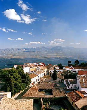 View from cathedral towards Valle Alto-Guadalquivir, Baeza, Andalusia, Spain